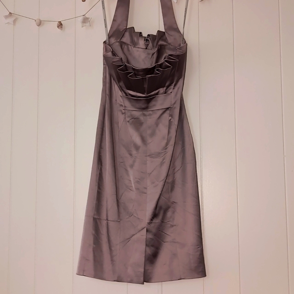 Karen Millen Satin Halter Dress Lilac Grey Formal Size 8 US - Picture 4 of 8